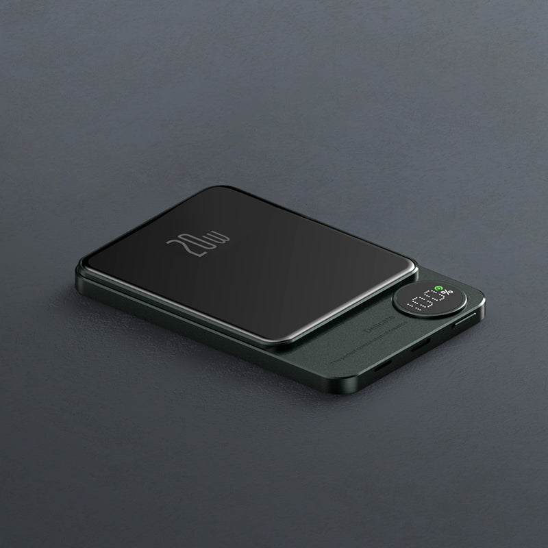 Magnetic charging treasure wireless fast charging industrial style portable metal power bank ultra thin mini - Korvel