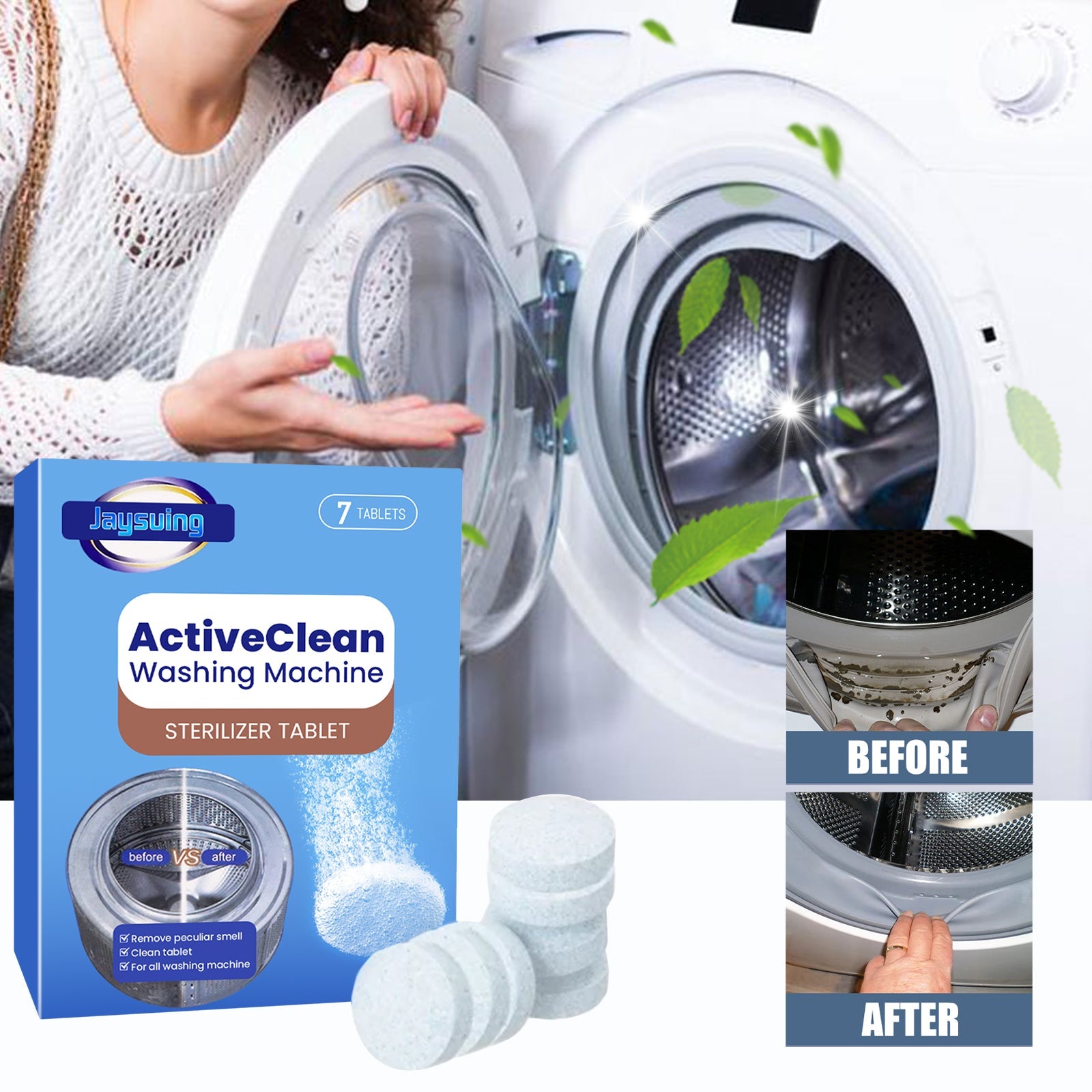 Washing Machine Cleaning Tablets, Washing Machine Slot Automatic Drum Cleaning Dirt And Odor Cleaning Tablets - Korvel
