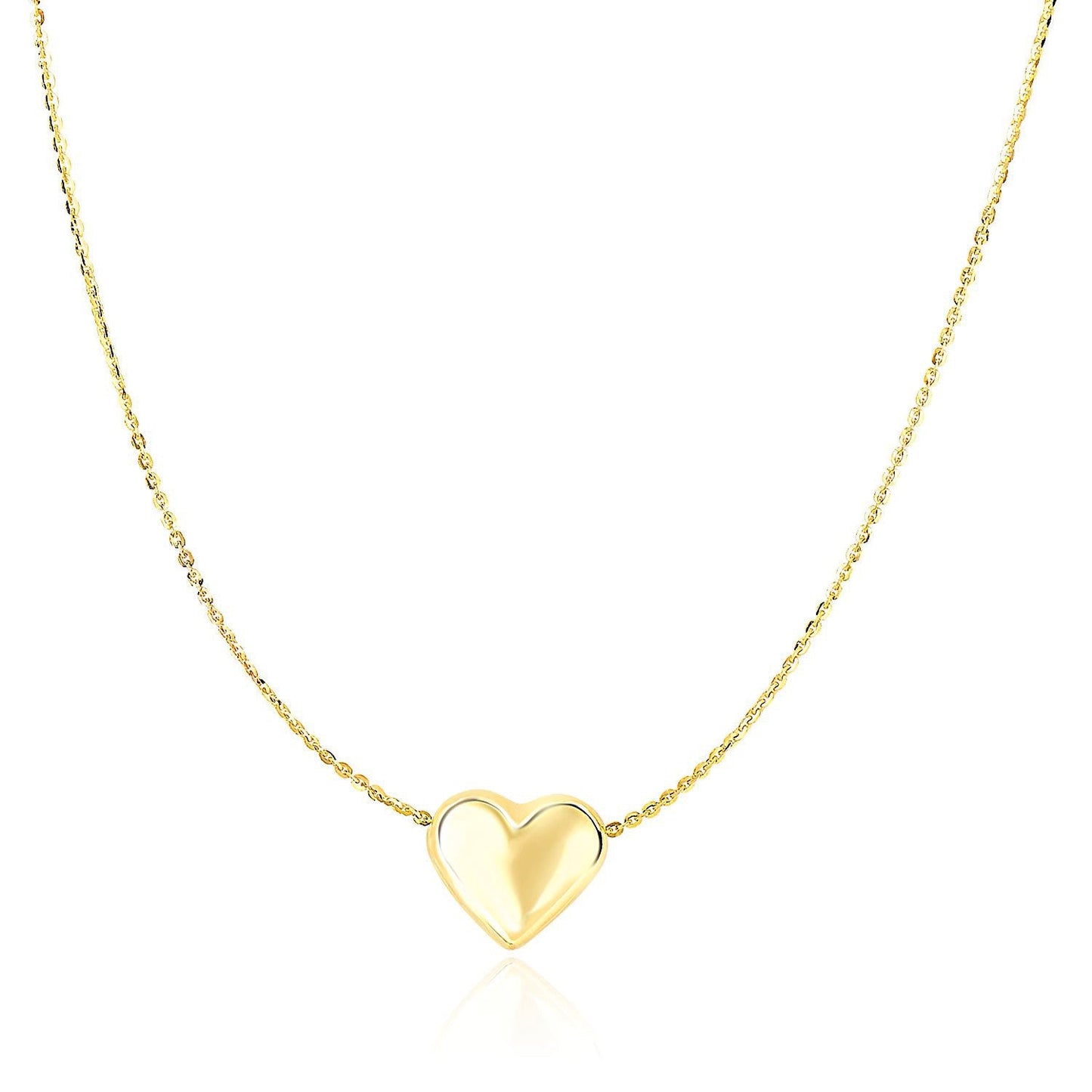 Collar de Cadena de Oro Amarillo de 14k con Charm de Corazón