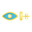 14K Yellow Gold Blue Enamel Evil Eye Earrings