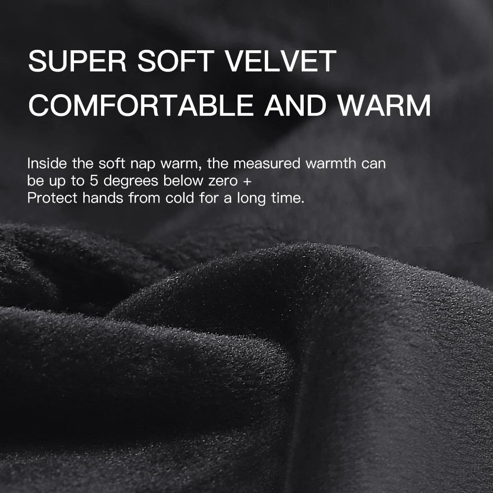 Outdoor warm cold windproof riding gloves touch screen windproof and anti-skid women's velvet full finger gloves - Korvel