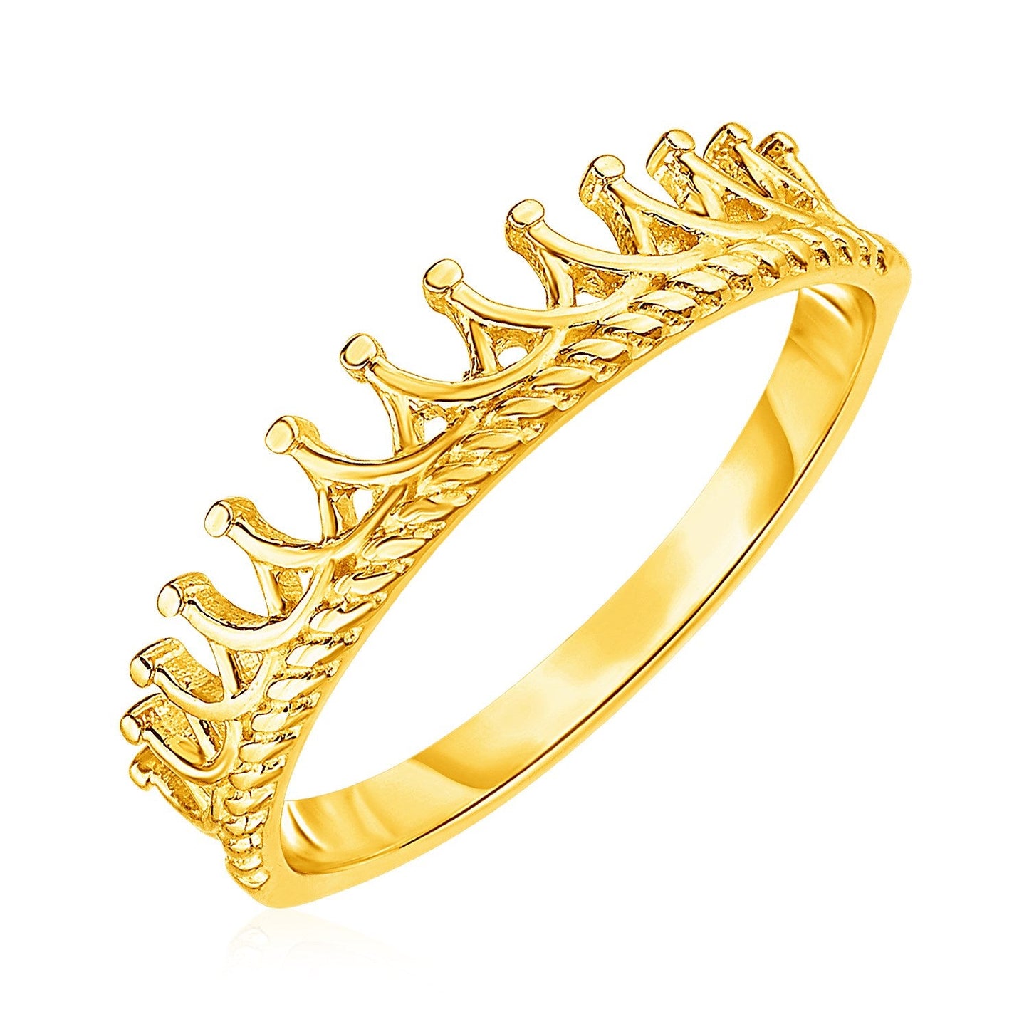 Anillo de Compromiso con Motivo de Corona en Oro Amarillo de 14k