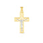 Pendentif croix en or 14k bicolore avec taille diamant