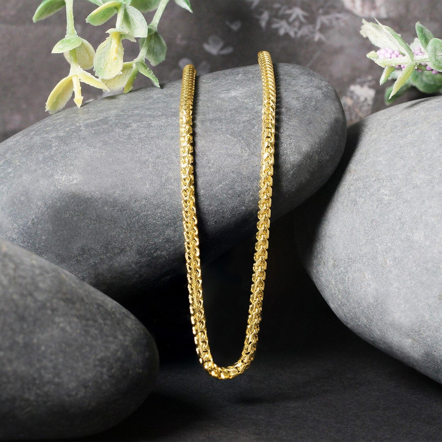 14k Yellow Gold Diamond Cut Round Franco Chain - 2.7mm