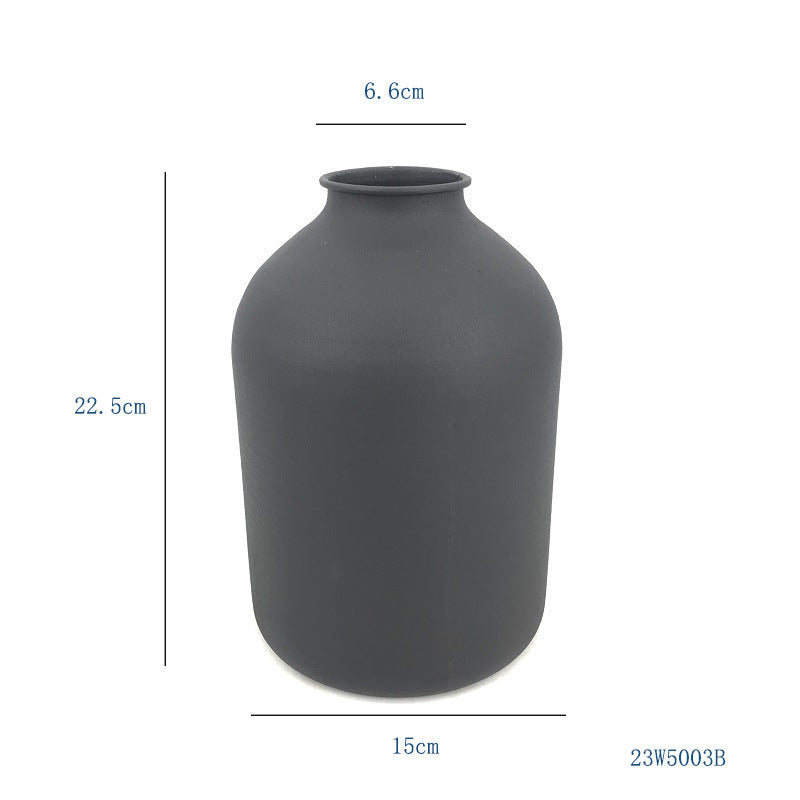 Elegant Matte Black Metal Vase for Home Decor