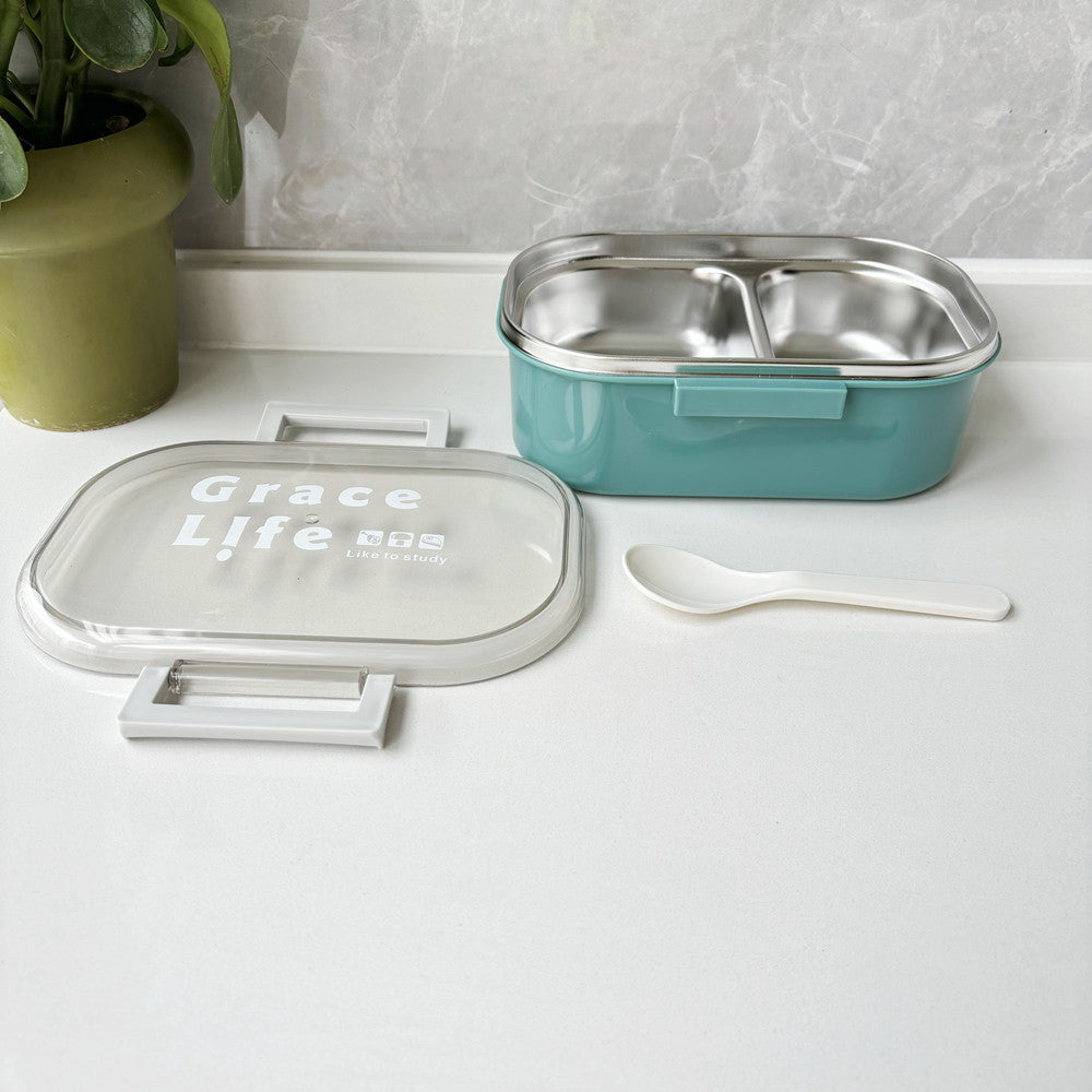 Korean Style Stainless Steel Two Compartment Lunch Box