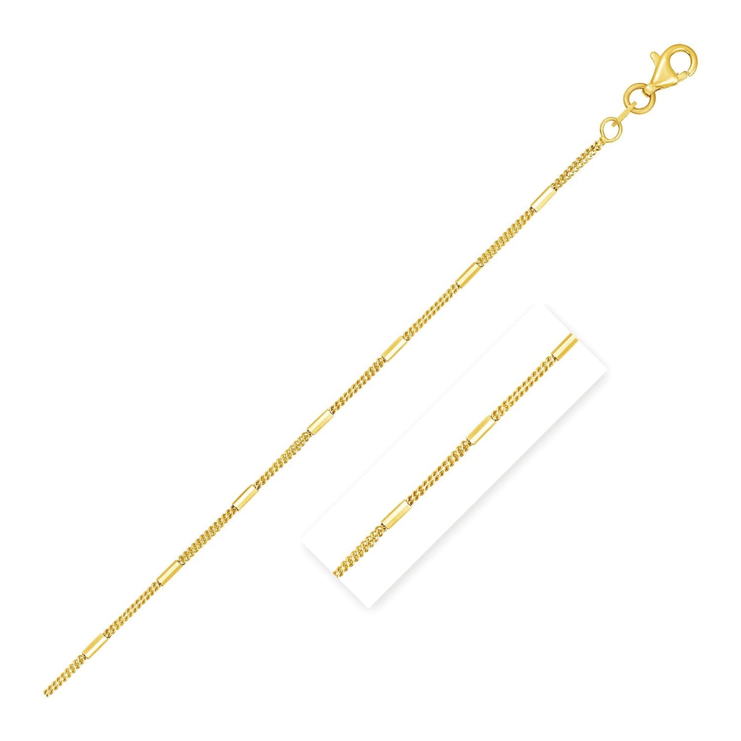 14k Yellow Gold Diamond Cut Bar Links Pendant Chain