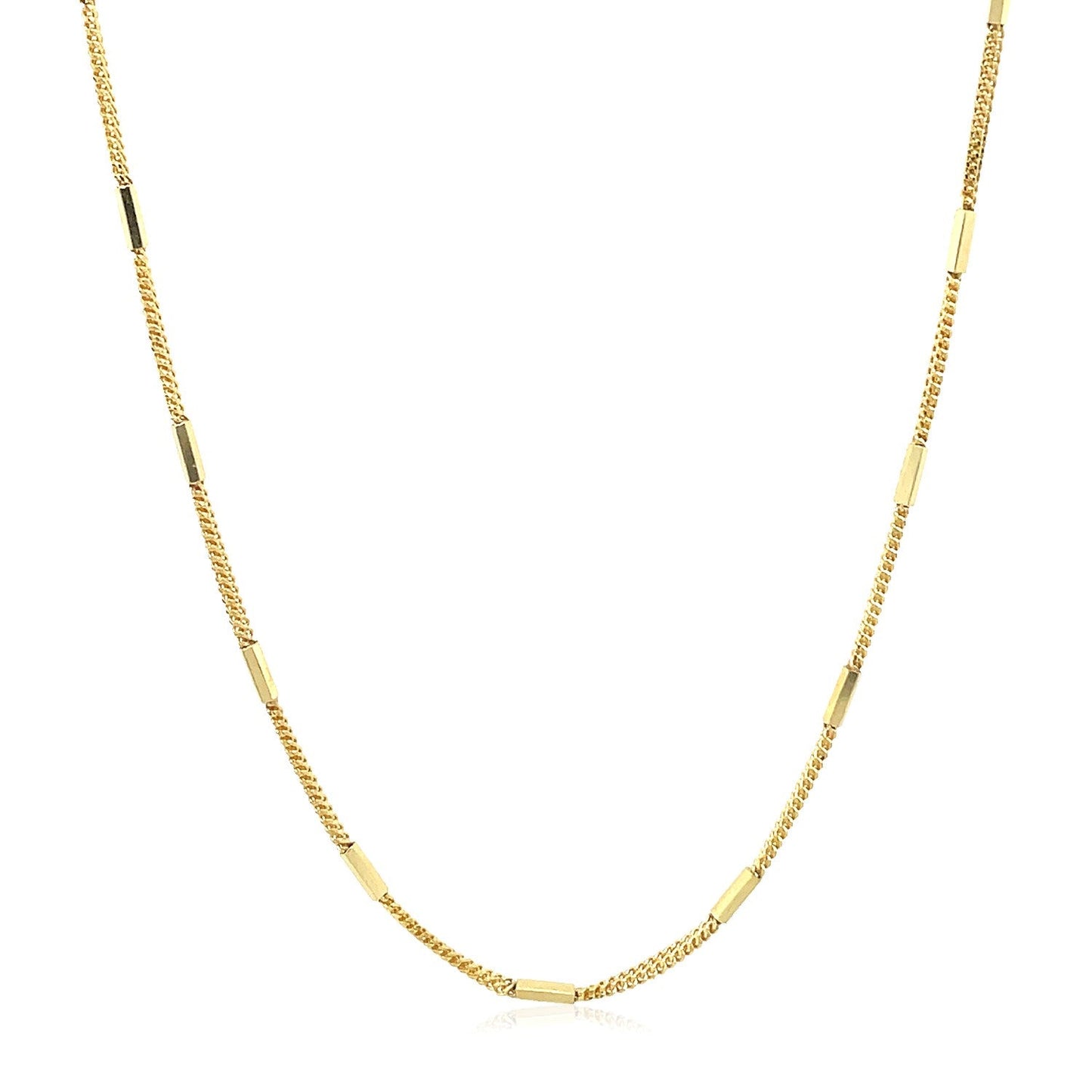 14k Yellow Gold Diamond Cut Bar Links Pendant Chain