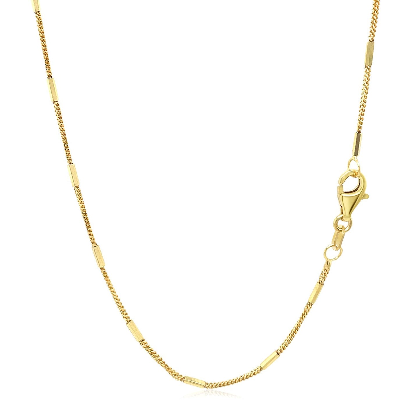 14k Yellow Gold Diamond Cut Bar Links Pendant Chain