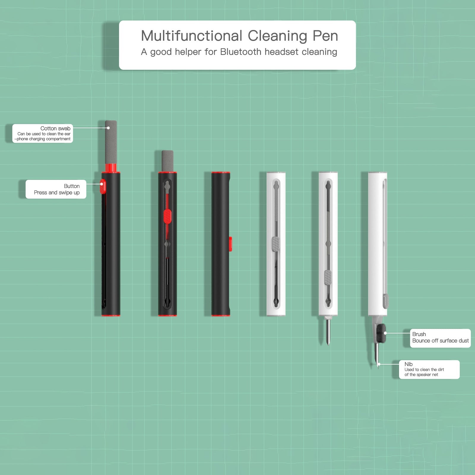 Multifunctional Bluetooth Headset Cleaning Pen Headset Charging Chamber Brush Dust Remover - Korvel