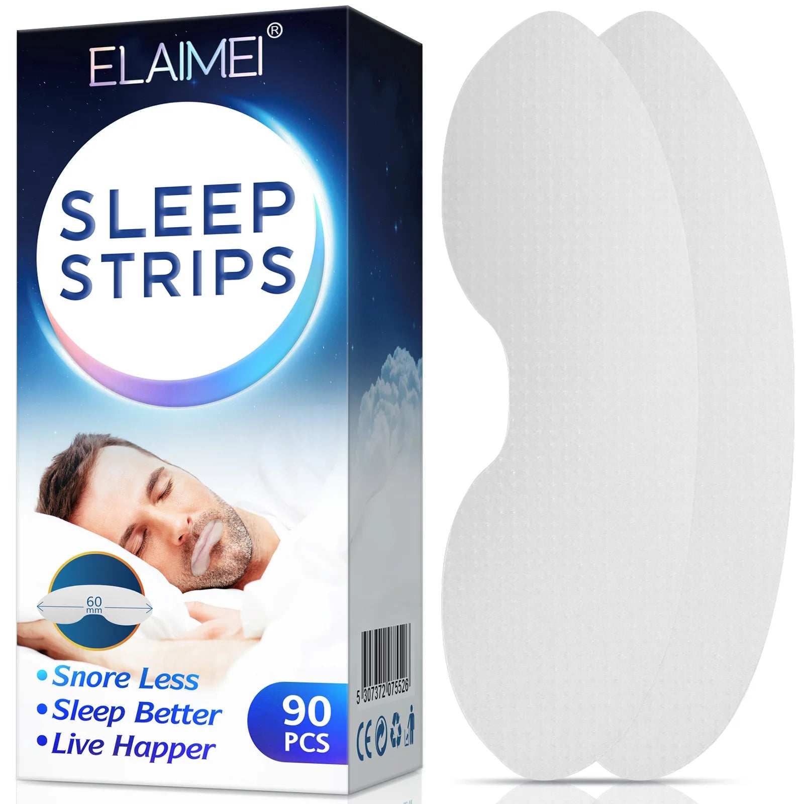 ELAIMEI Anti Snoring Sleep Strips Disposable Gentle Mouth Tape for Better Nose Breathing Reduce Mouth Dryness Sore Throat - Korvel