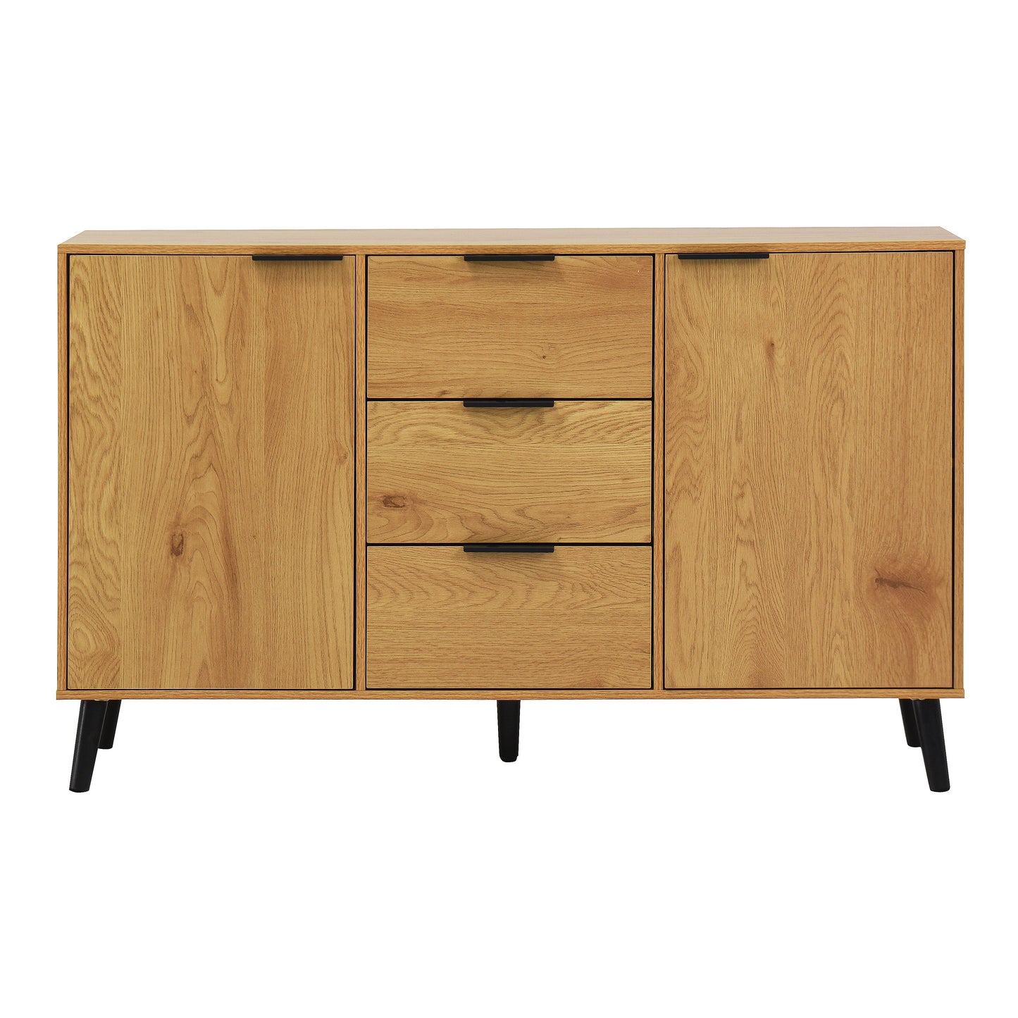 Buffet Cabinet en Bois Naturel avec Panneaux Latéraux et Rangement