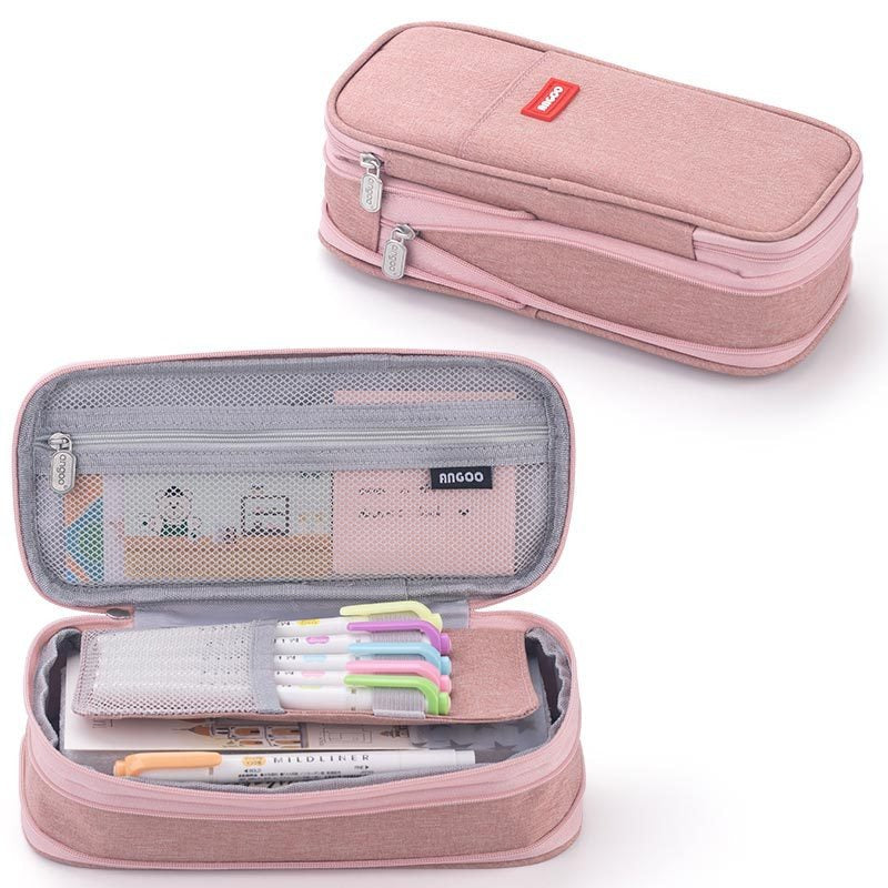 Macaron color block can transform into a large capacity upgraded pencil case stationery - Korvel