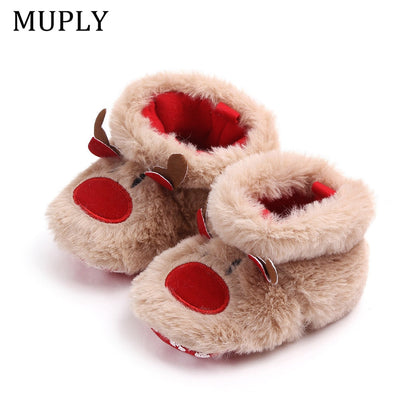 Winter Baby Girls Boys Keep Warm Shoes Muply Christmas Elk First Walkers Anti-slip Newborn Toddler Infant Girl Footwear Shoes - Korvel