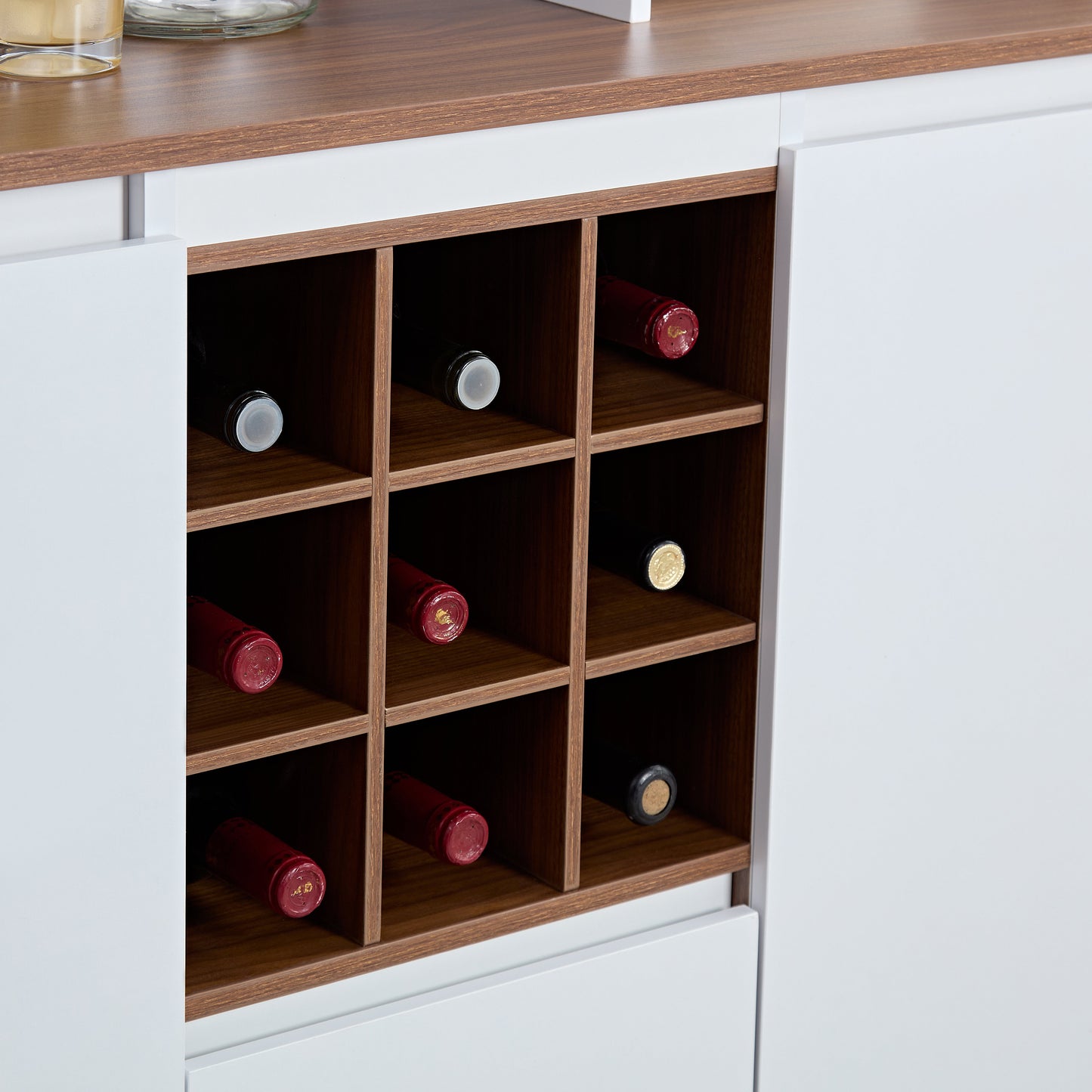 Farmhouse Coffee Bar Wine Cabinet ,68.89'' Kitchen Buffet Cabinet with Storage, Liquor Cabinet for Home & Dining Room - Korvel