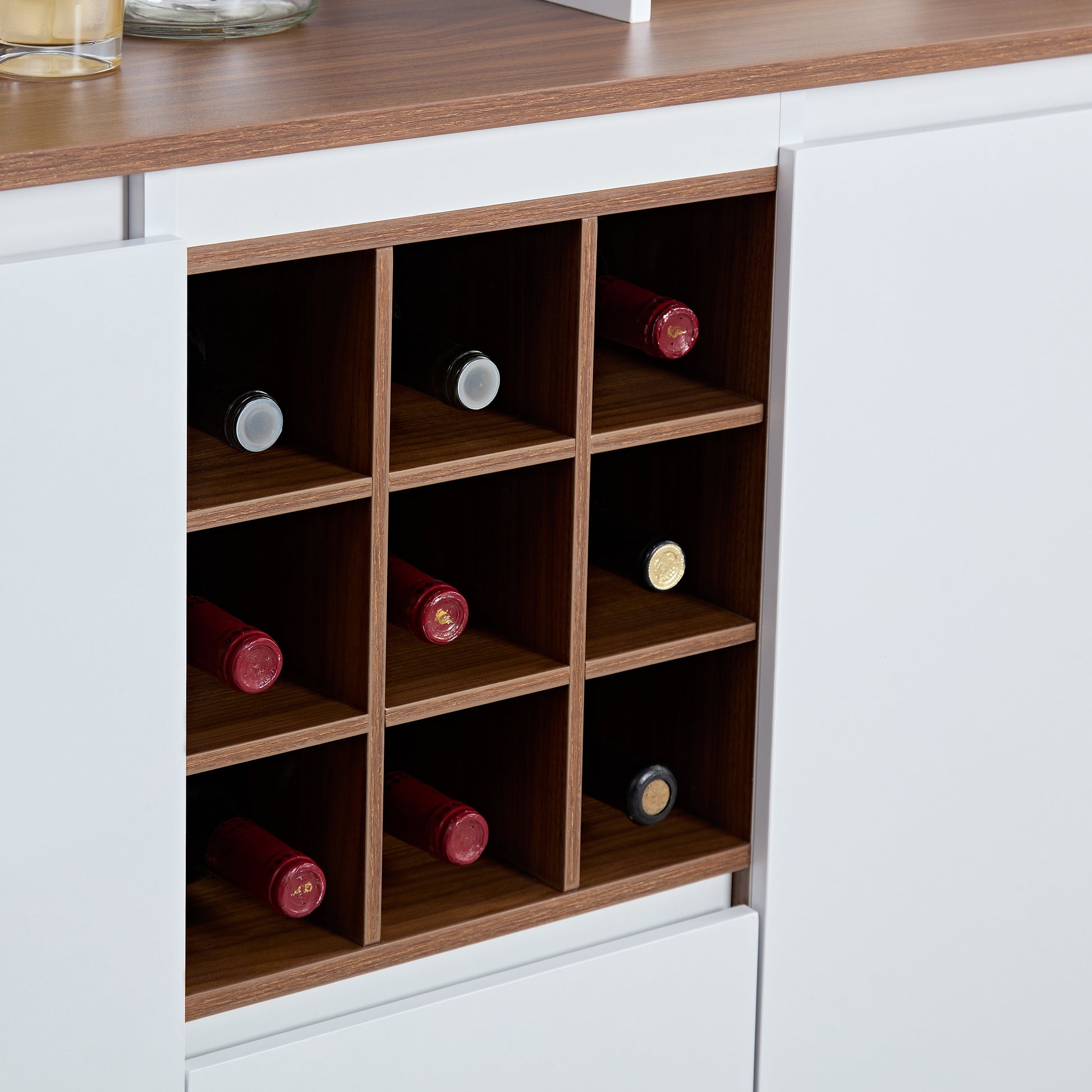 Farmhouse Coffee Bar Wine Cabinet ,68.89'' Kitchen Buffet Cabinet with Storage, Liquor Cabinet for Home & Dining Room - Korvel