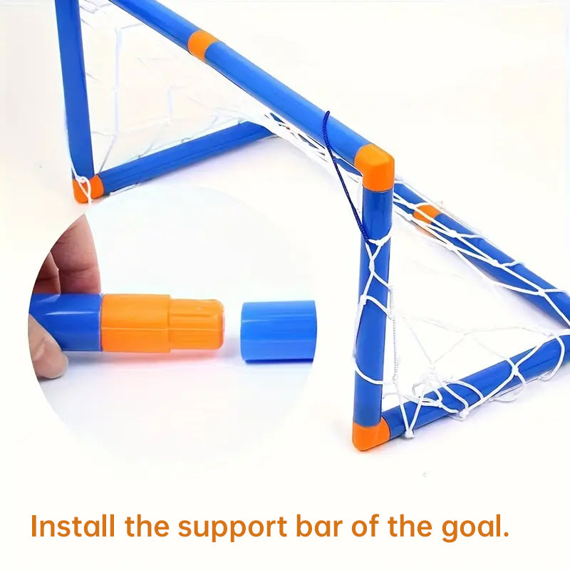 Mini foldable plastic soccer set, detachable posts, high-strength, indoor/outdoor, kids' bday gift - Korvel