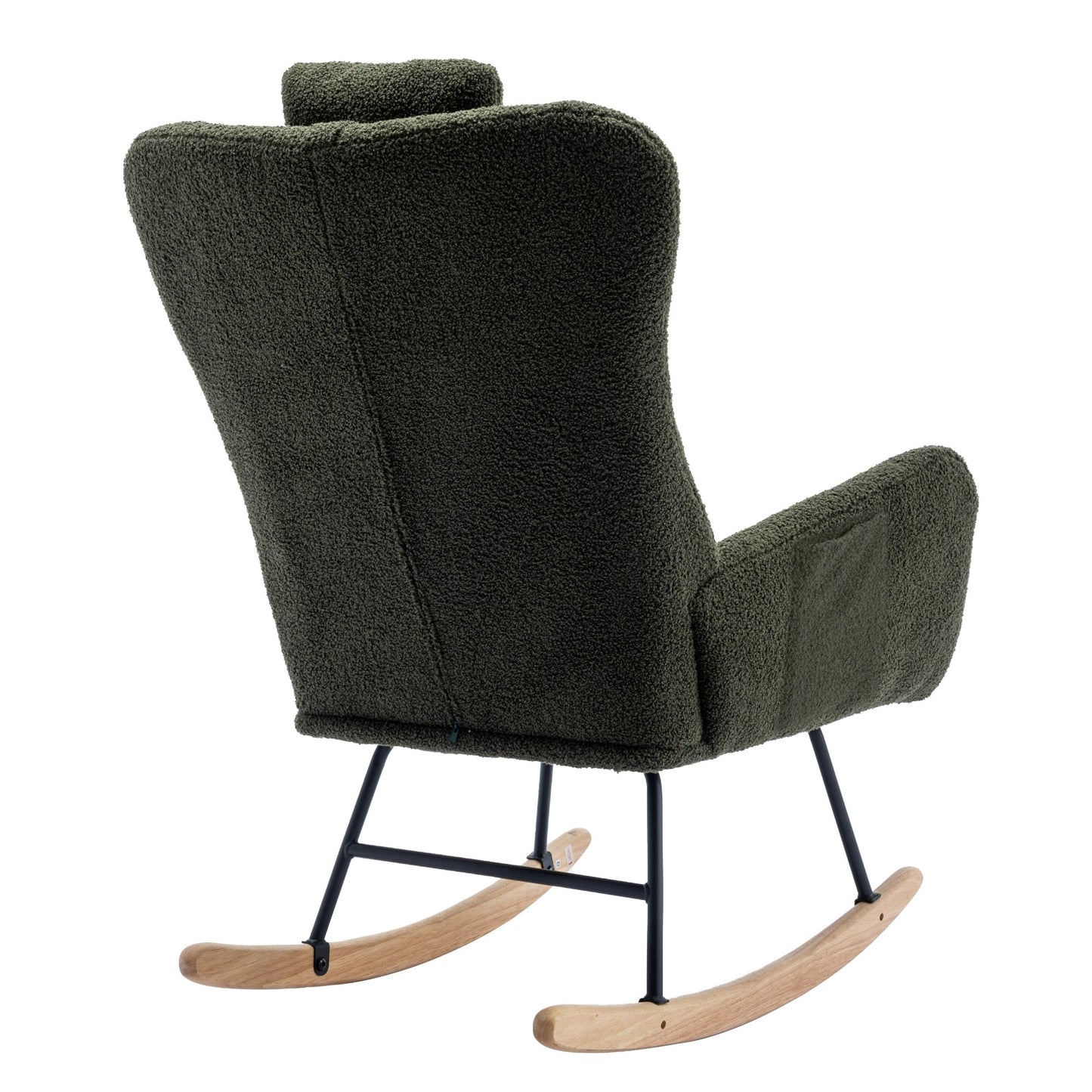 35.5-Inch Soft Teddy Fabric Rocking Chair with Pockets