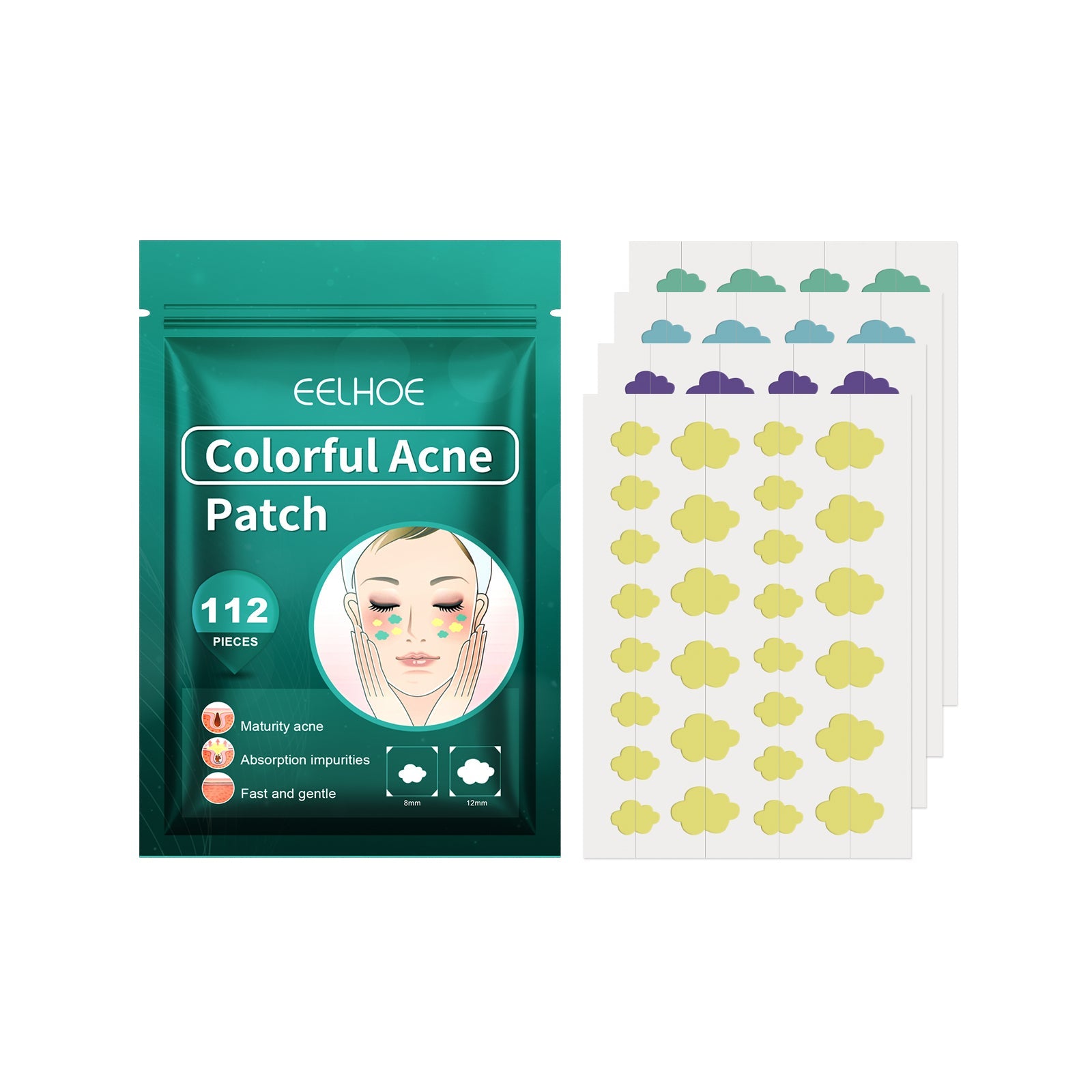 Colorful Acne Patch, Repair Pit Acne Print Smooth Skin Lightening Spot Clear Acne Facial - Korvel