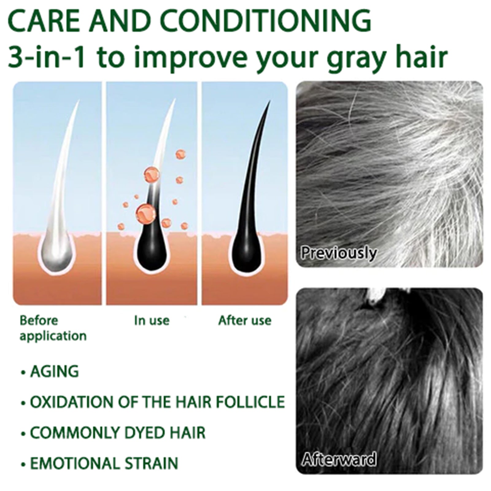 Black Hair Spray Dense Nourishing Roots Shine Smooth Natural Black Hair Cover White Hair Conditioner Spray - Korvel