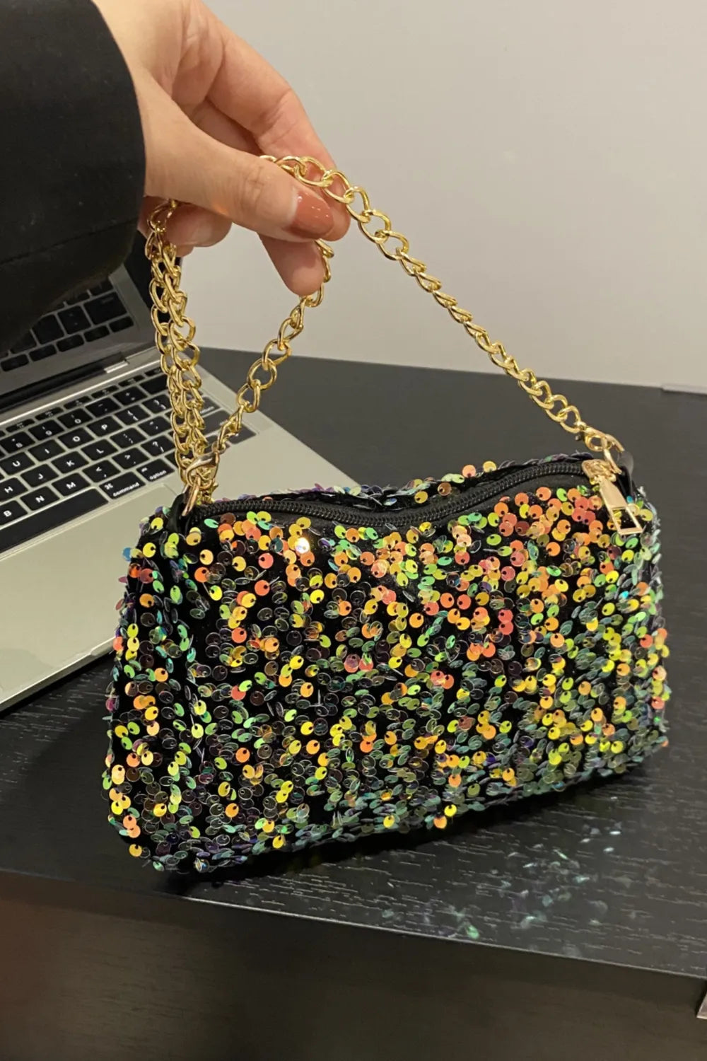 Sequin Removable Strap Shoulder Bag - Korvel