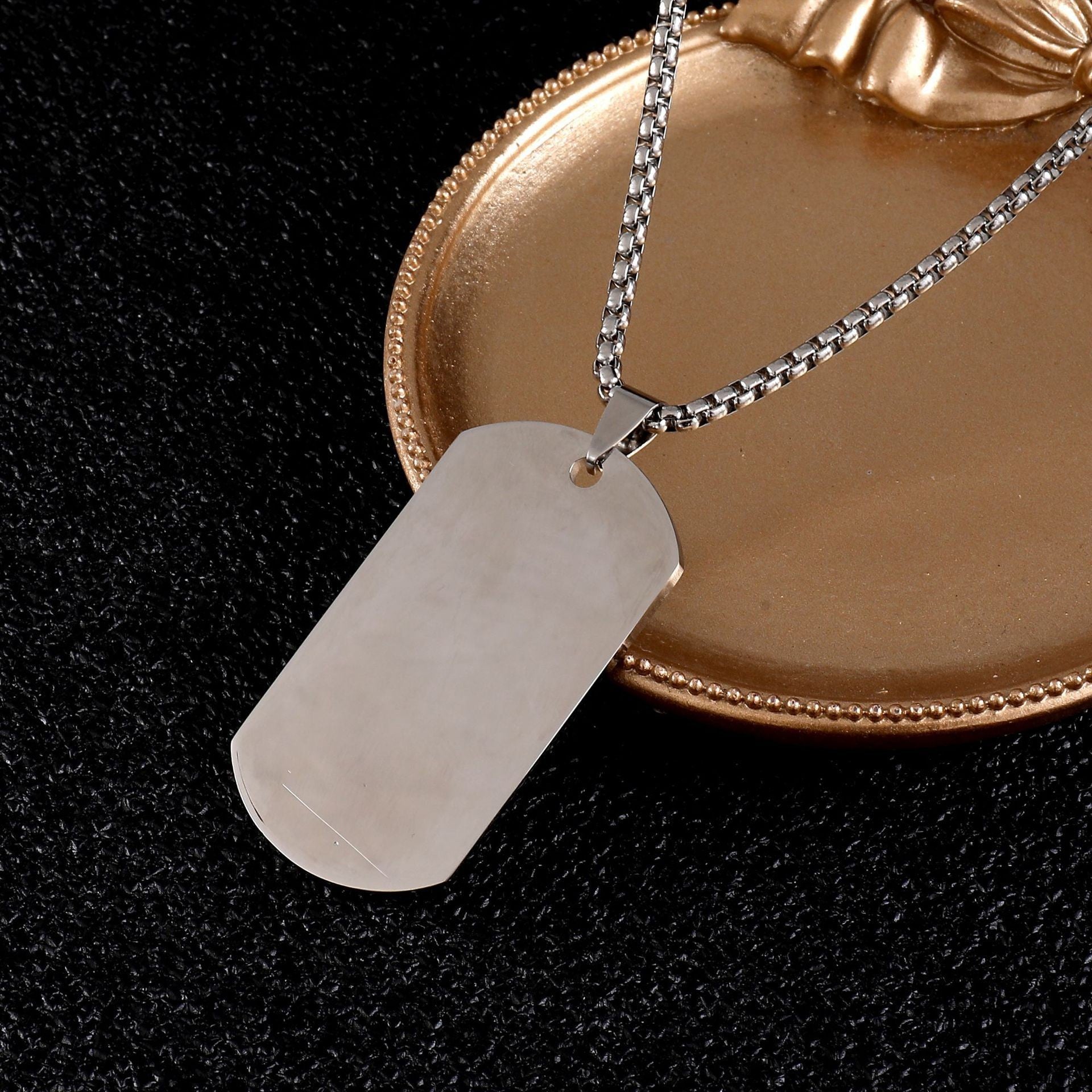 European and American high-end stainless steel military brand necklace engraved pendant jewelry - Korvel