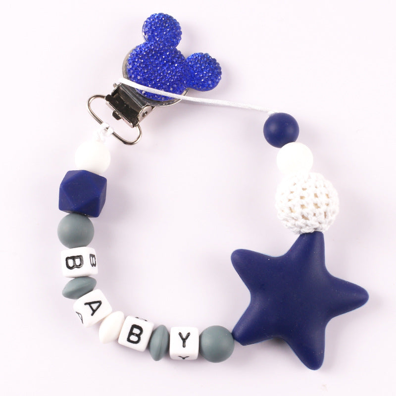 Five pointed star silicone pacifier chain pacifier chain baby products silicone pacifier clip baby teether anti-drop chain anti-drop belt - Korvel