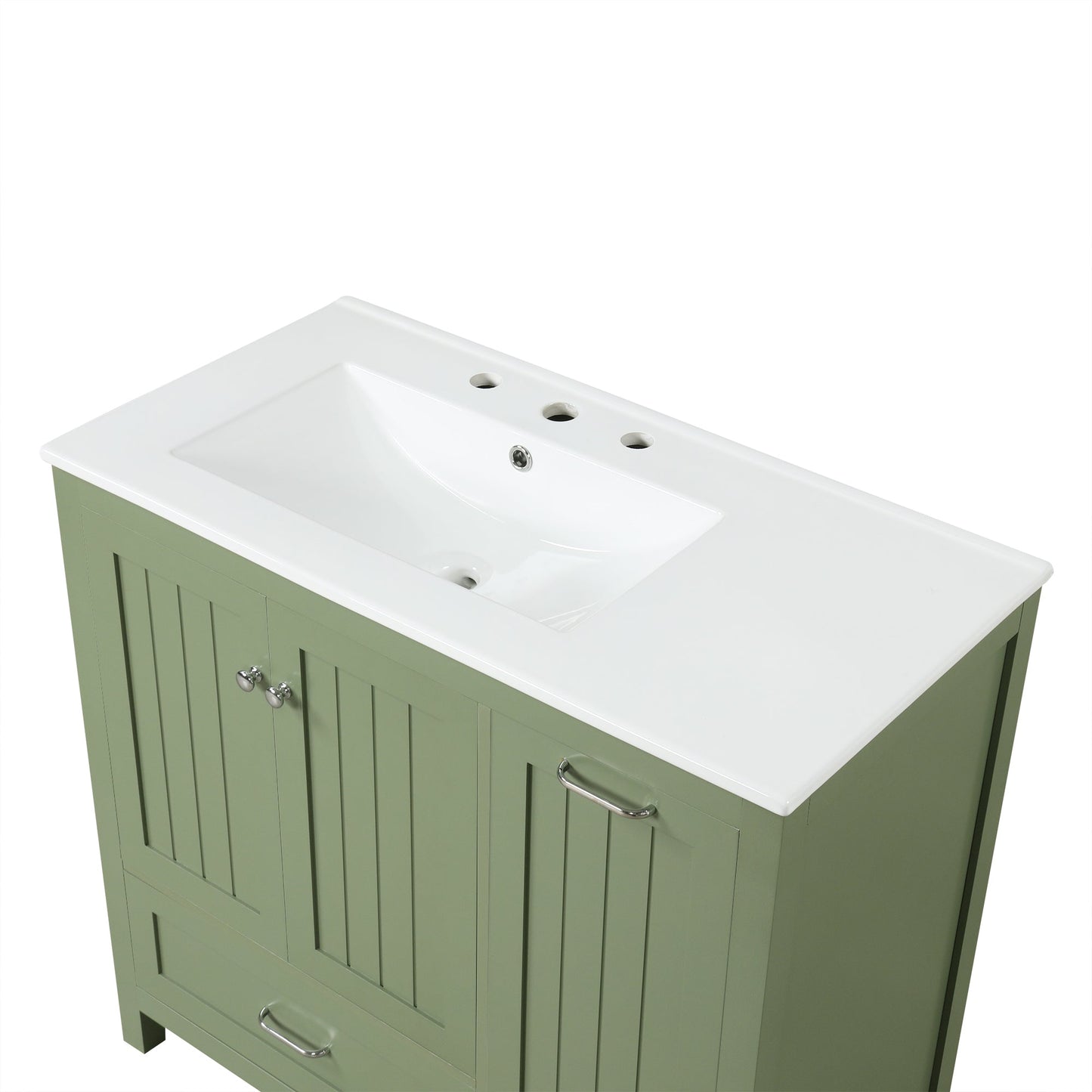 Meuble de salle de bain vert de 36" avec évier et rangement