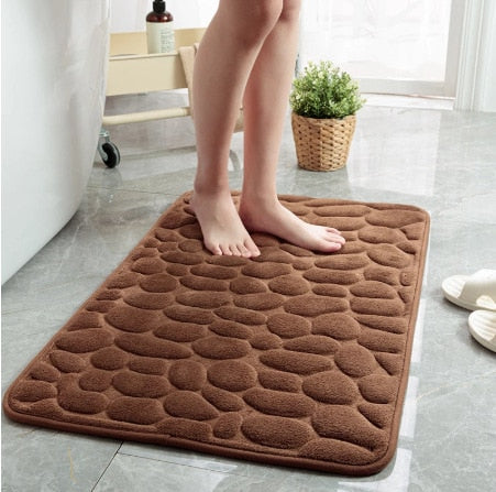 Cobblestone Embossed Bathroom Bath Mat Non-slip Carpets In Wash Basin Bathtub Side Floor Rug Shower Room Doormat Memory Foam Pad - Korvel
