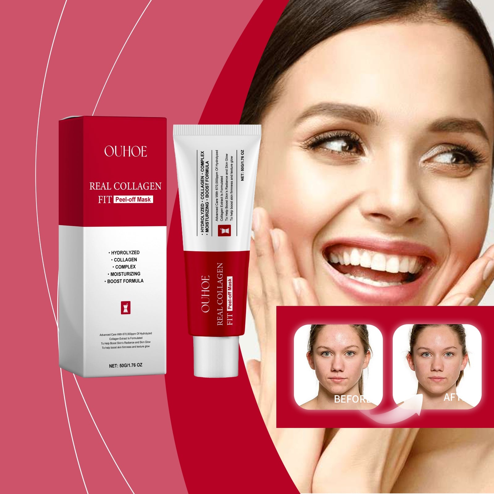 Collagen Tearing Mask Nourishes, Moisturizes, Firming And Firming Collagen Mask For Tender Skin - Korvel
