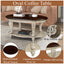 42 inch oval wooden coffee table, 2-story solid wood cocktail table with open storage rack, antique white and cherry tabletop - Korvel