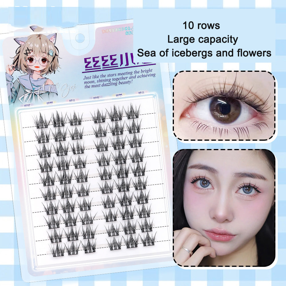 Sunflower Comics Pure Desire Eyelash Simulation Natural Thickening Large Segmented Trilogy False Eyelash Laziness - Korvel