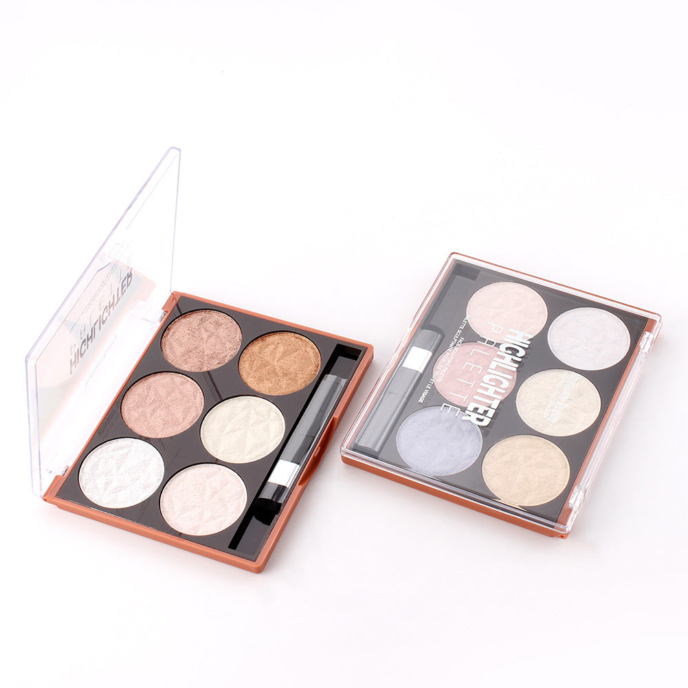 Romantic Beauty 6-Color Highlighter Repair Pearl Not Easy To Take Off Makeup Makeup Finishing Highlighter - Korvel