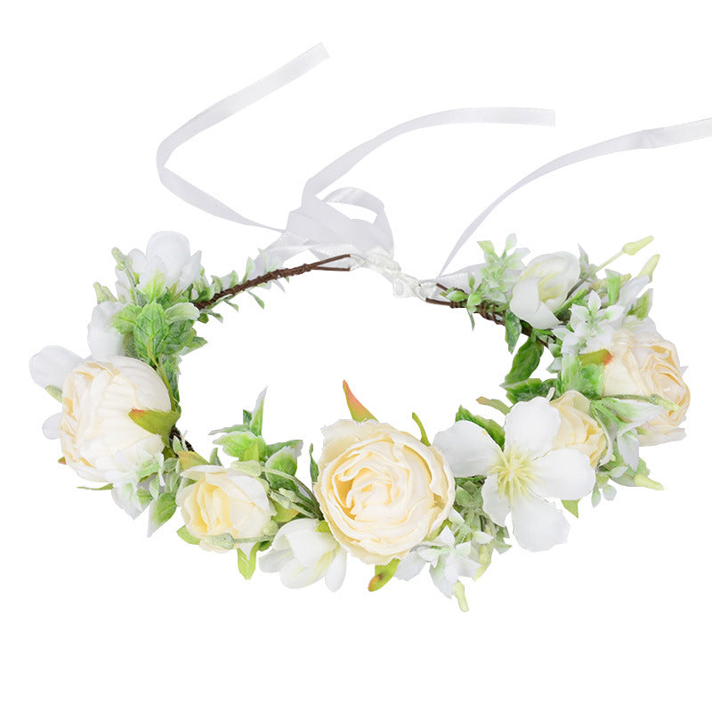 Hawaiian Wreath Wreath Simulation Flower Headwear Forest Fairy Girl Style Scenic Area Photo Headflower - Korvel