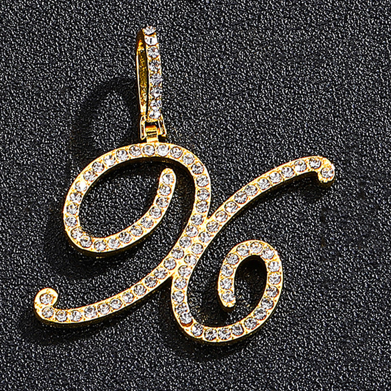 Hip Hop Grass Letter Pendant with Cuban Chain
