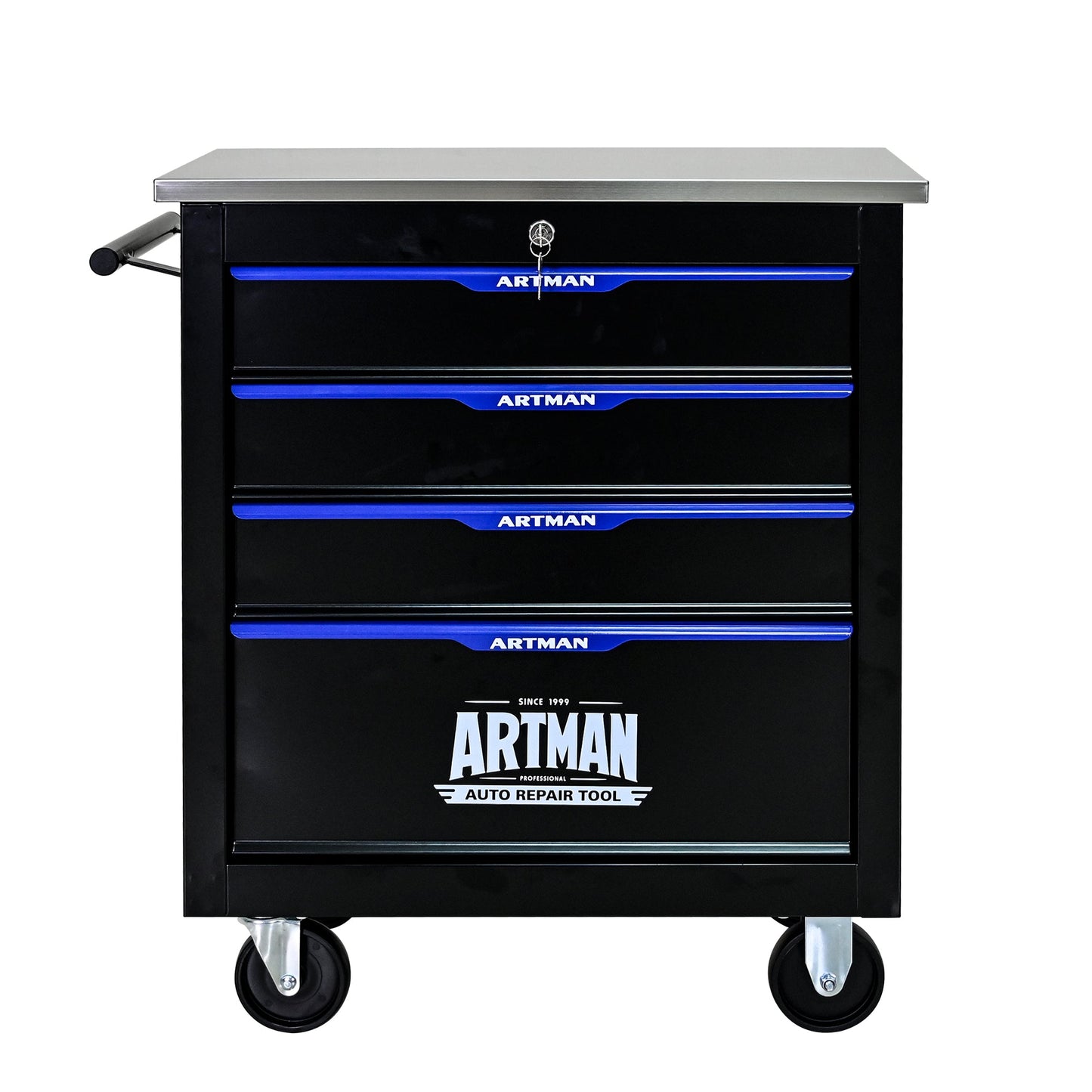 4 DRAWERS MULTIFUNCTIONAL TOOL CART WITH WHEELS-BLACK - Korvel