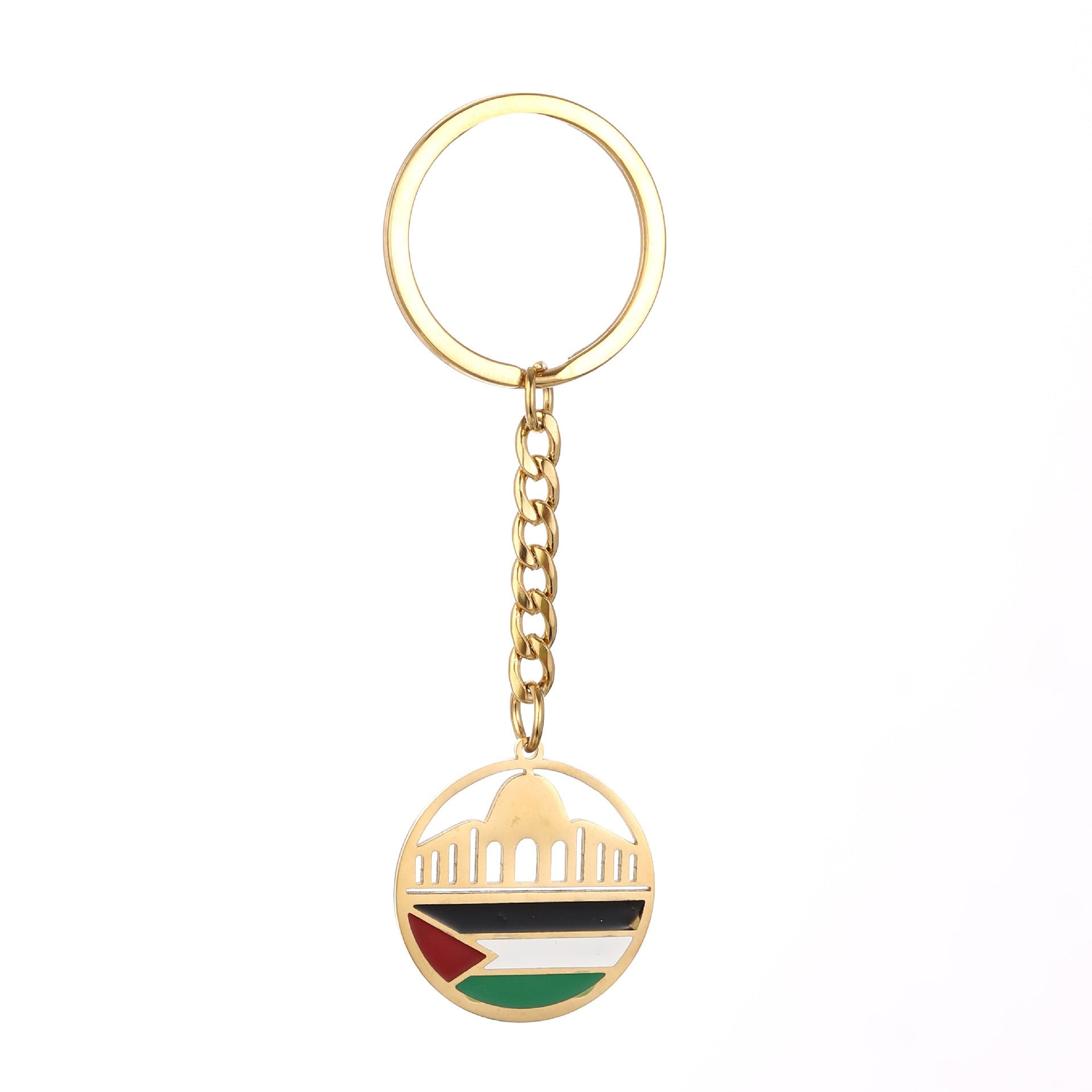 Israel Palestine Map Flag Drip Oil Stainless Steel Keychain Fashion Men's and Women's Stainless Steel Keys - Korvel