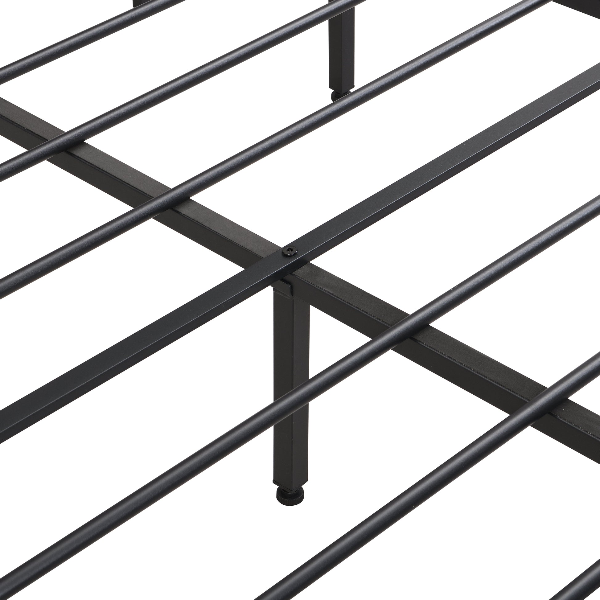 Industrial extra large bed frame with LED lights and 2 USB ports, extra large bed frame with storage space, rural brown color - Korvel