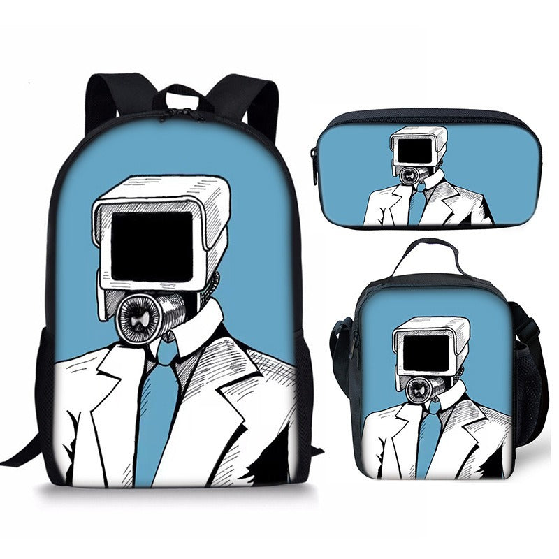 Conjunto de mochila Skibidi Toilet Man de 3 piezas para la escuela
