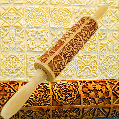 Wooden Rolling Pin Beechwood Laser Engraved Printed Rolling Pin Embossing Christmas Flip Sugar Cookie Rolling Pin - Korvel