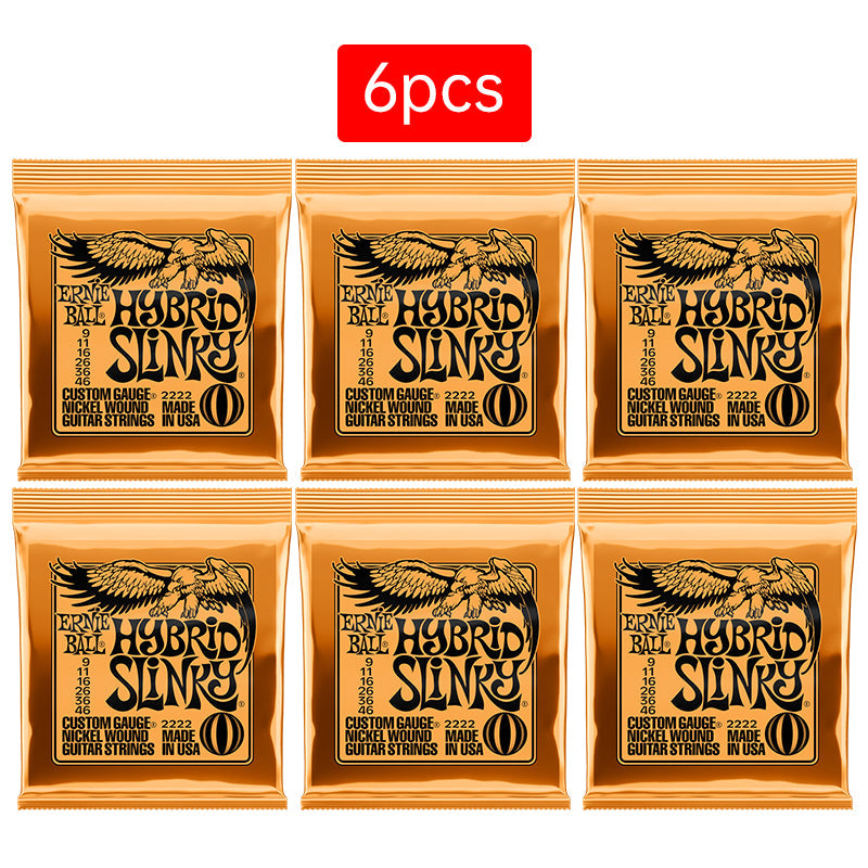 6 sets of Ernie Ball Slinky guitar strings (models 2003, 2215, 2223, 2221, nickel - wound) for electric & acoustic guitars - Korvel