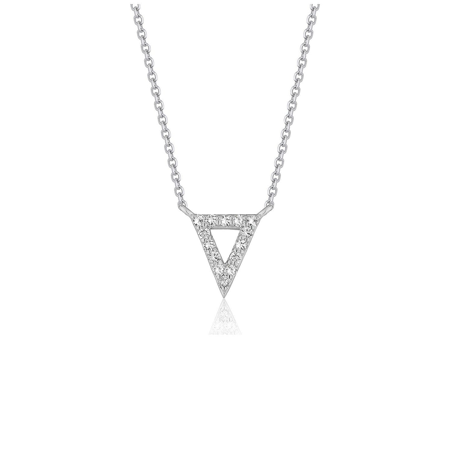 Pendentif Triangle Inversé en Diamant en Or Blanc 14k