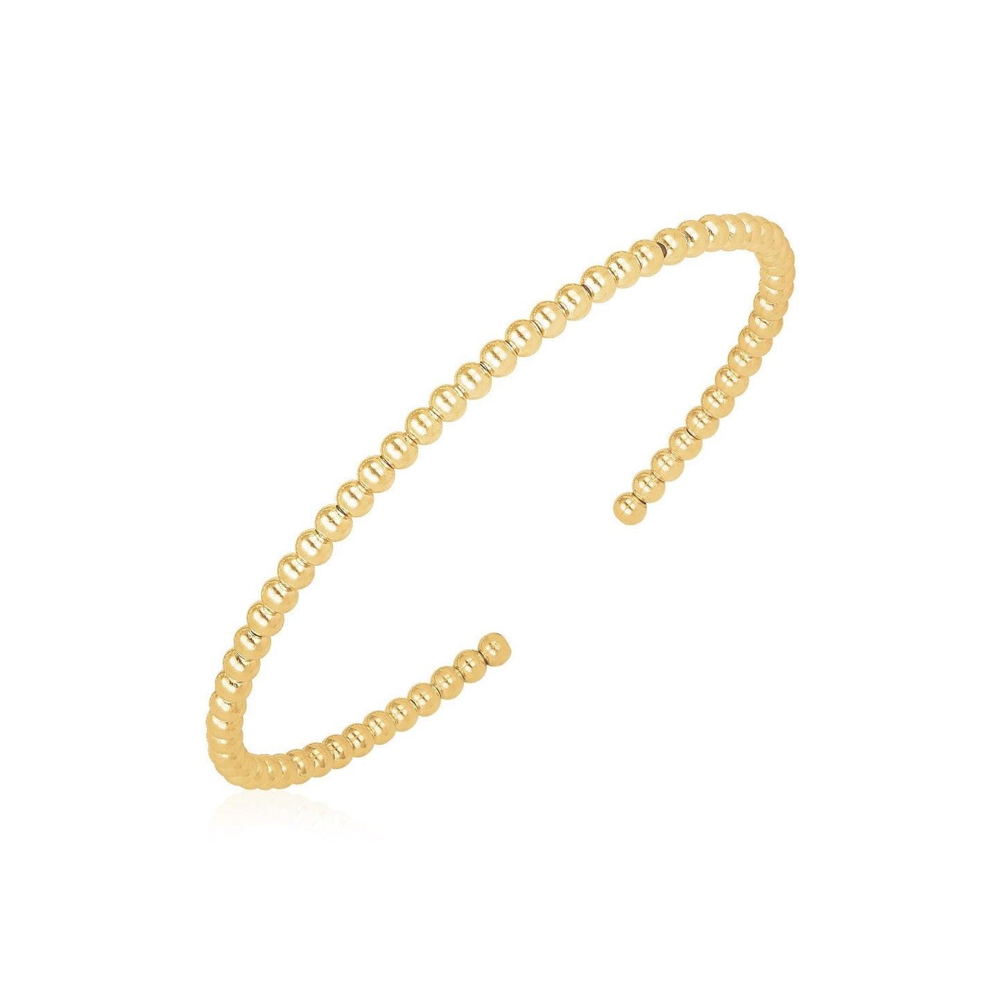 Bracelet manchette en perles en or jaune 14 carats à haute brillance