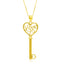 14k Yellow Gold Skeleton Key LOVE Pendant