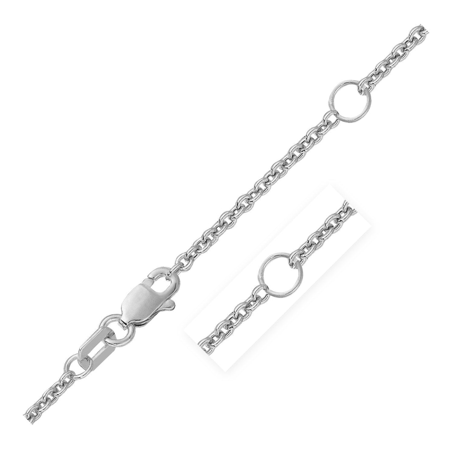 Collar de cadena de cable doble extensible de oro blanco de 14k