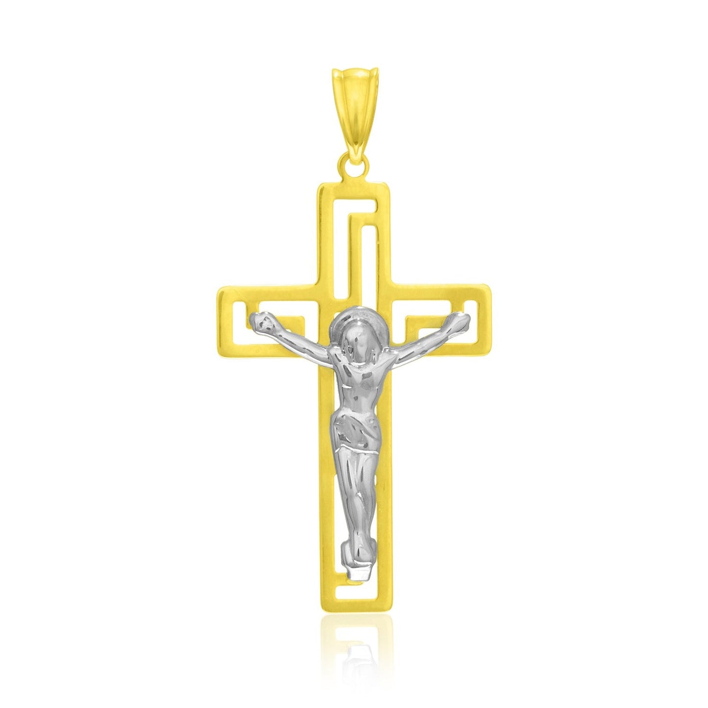Pendentif croix en or bicolore 14k