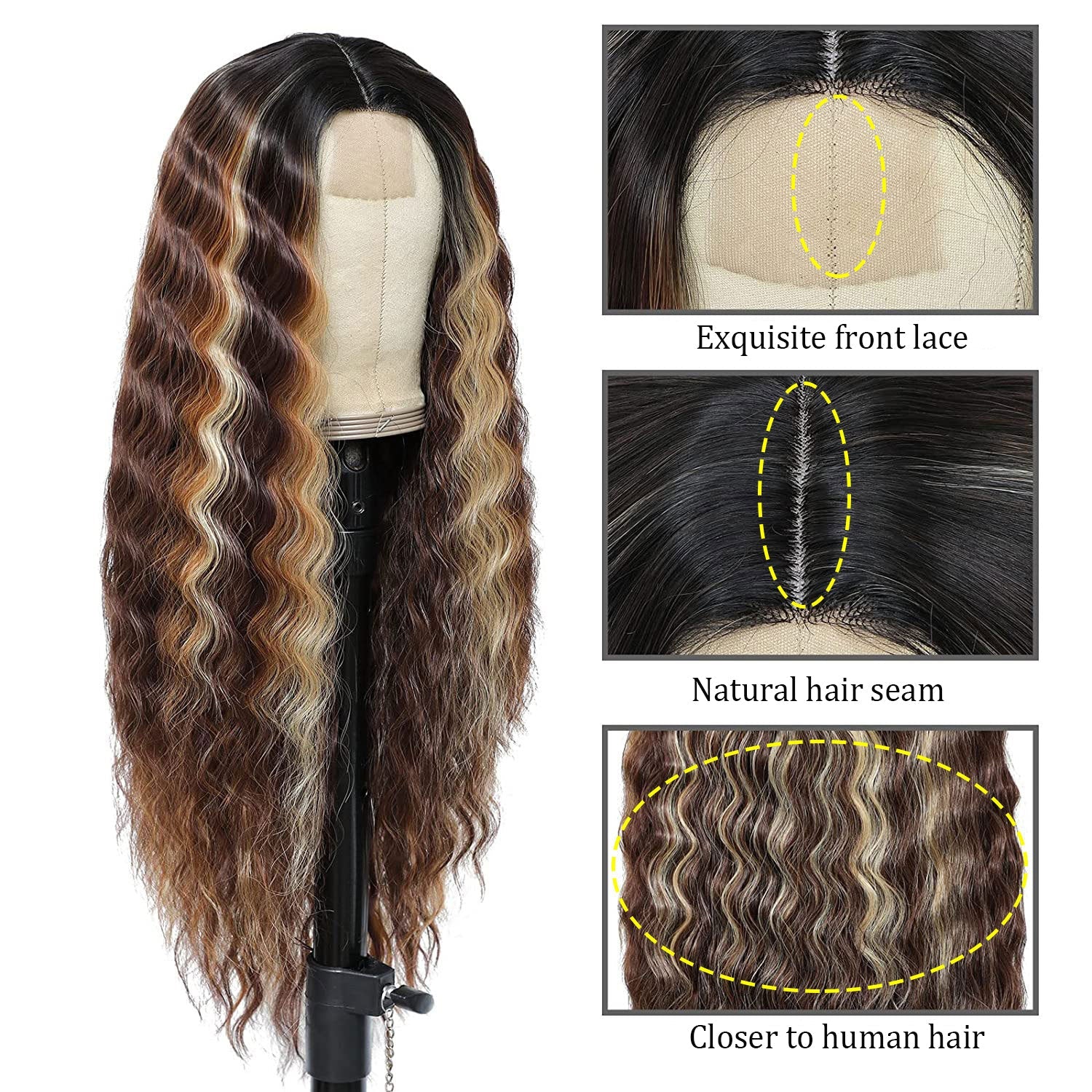 European and American Women's Wig Small Lace Center Deep Wave Long Curly Wig Headband Lace Wigs - Korvel