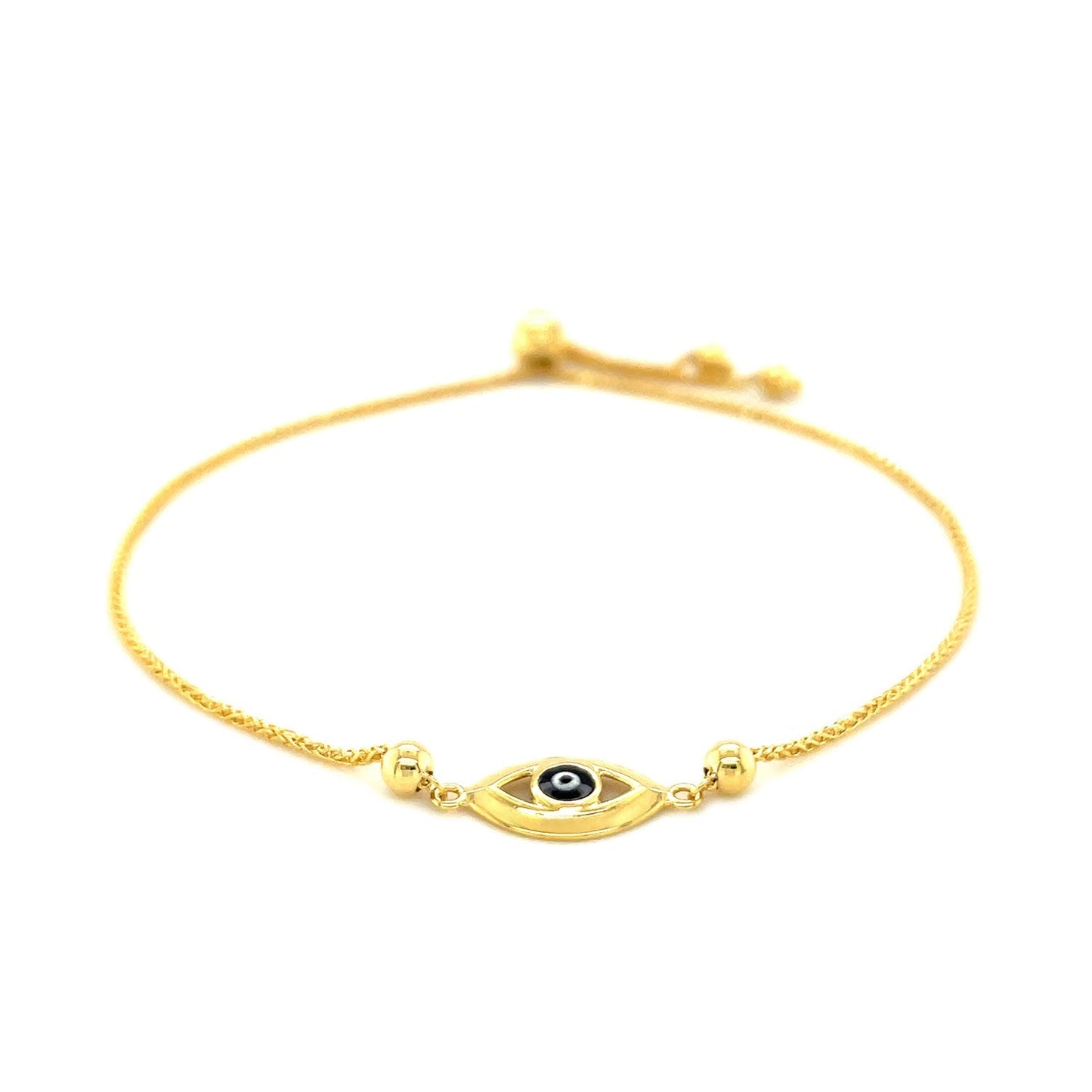 Pulsera Ajustable de Ojo Maligno de Oro Amarillo de 14k