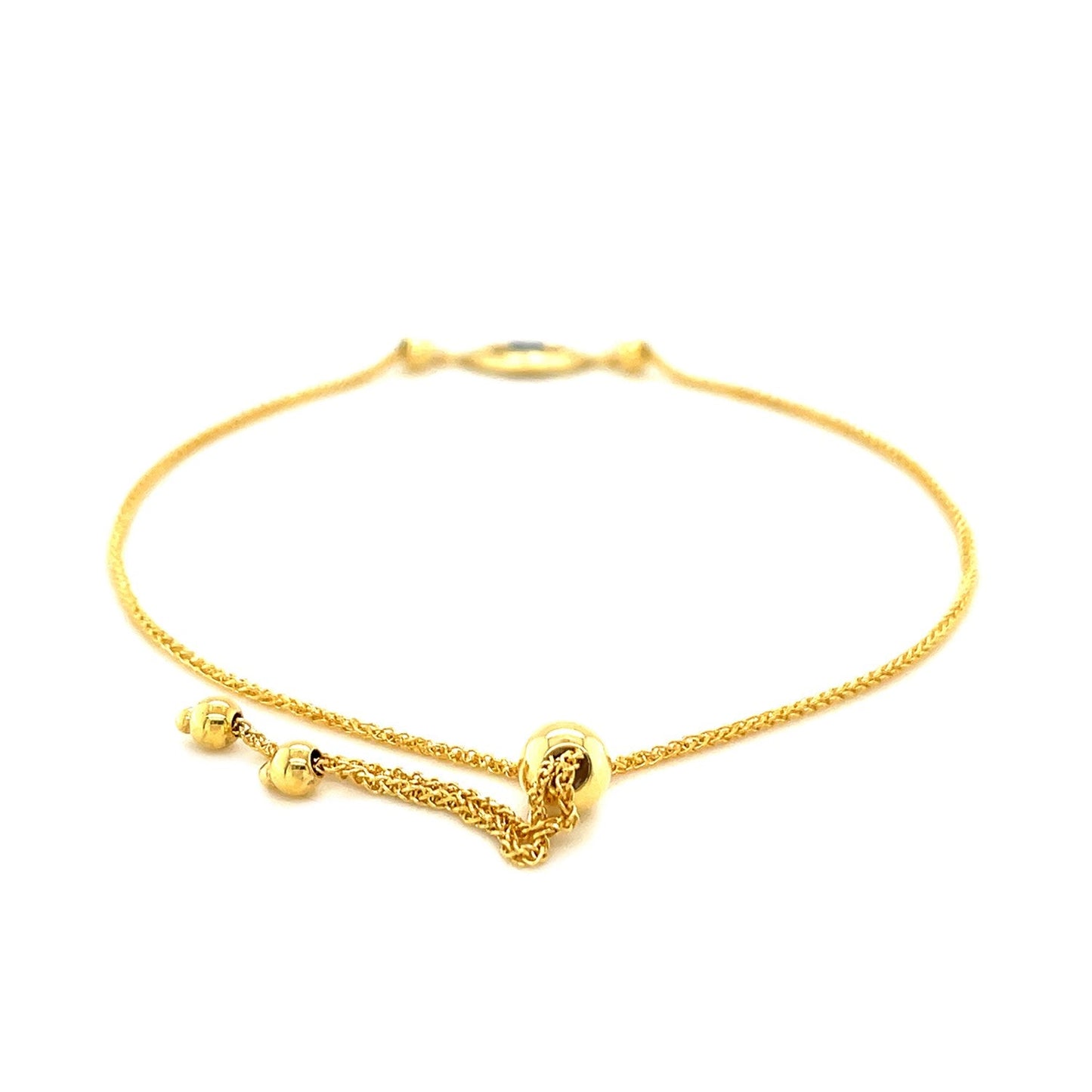 Pulsera Ajustable de Ojo Maligno de Oro Amarillo de 14k