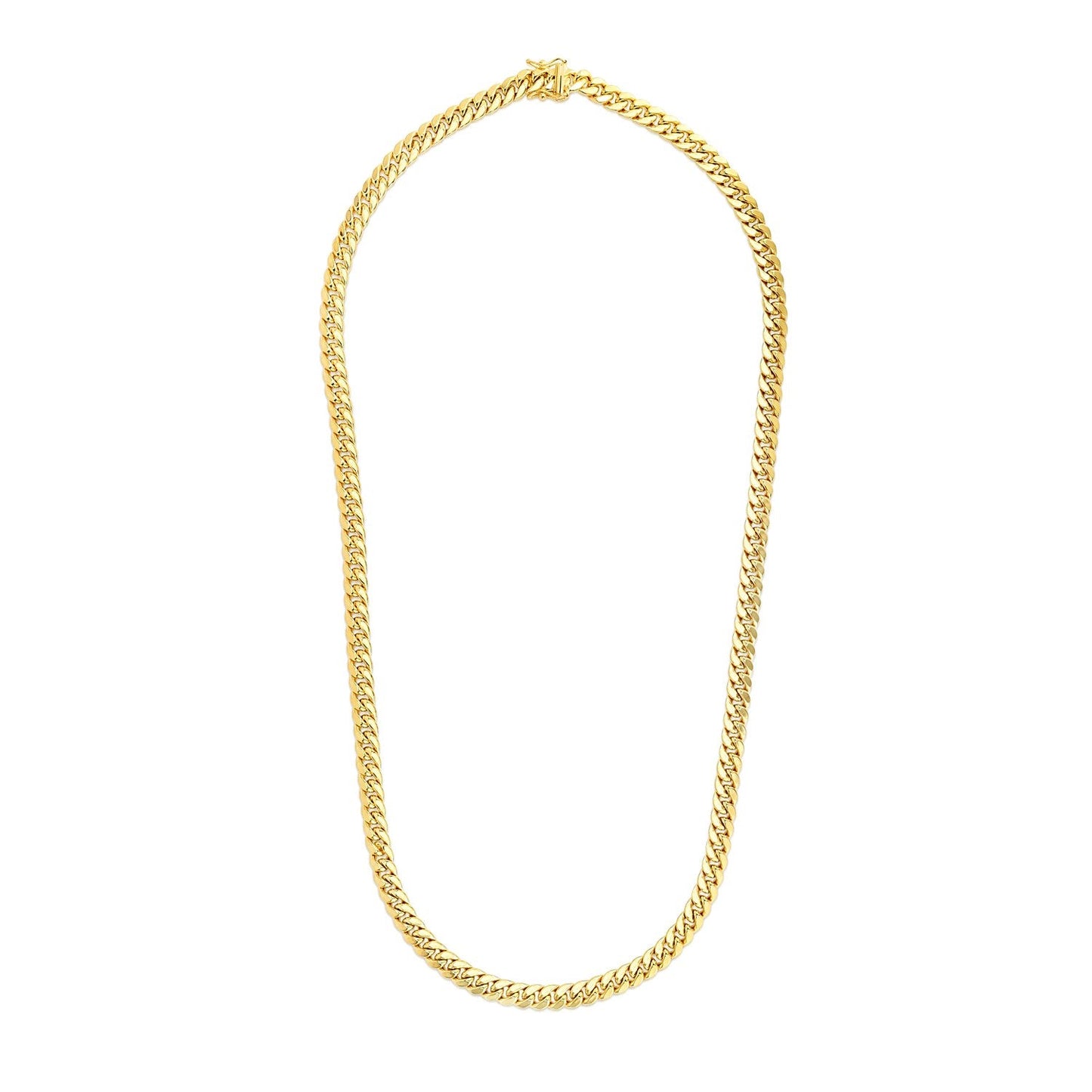 14k Yellow Gold Semi Solid Miami Cuban Chain - 6.9mm